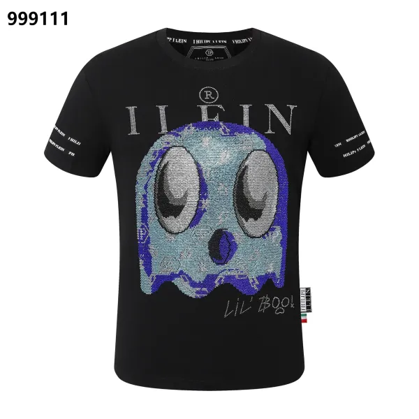 Philipp Plein Lil Boo Skull Rhinestone Embellished Black T-Shirt - 1