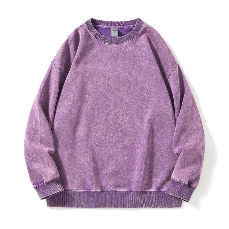 Design Acid Wash Purple Crewneck Sweatshirt Hoodie - 1
