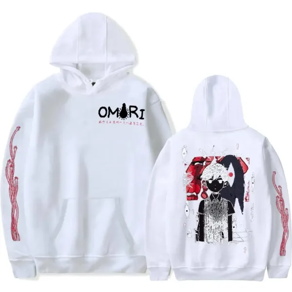 Design OMORI Graphic Print Hoodie White Hoodie - 1