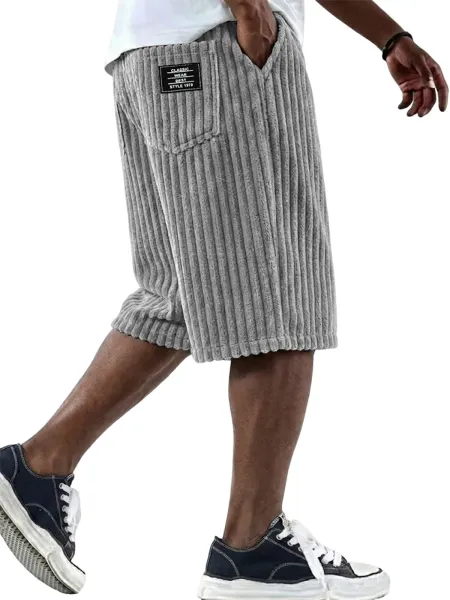 Design Corduroy Shorts Gray Casual Shorts - 1