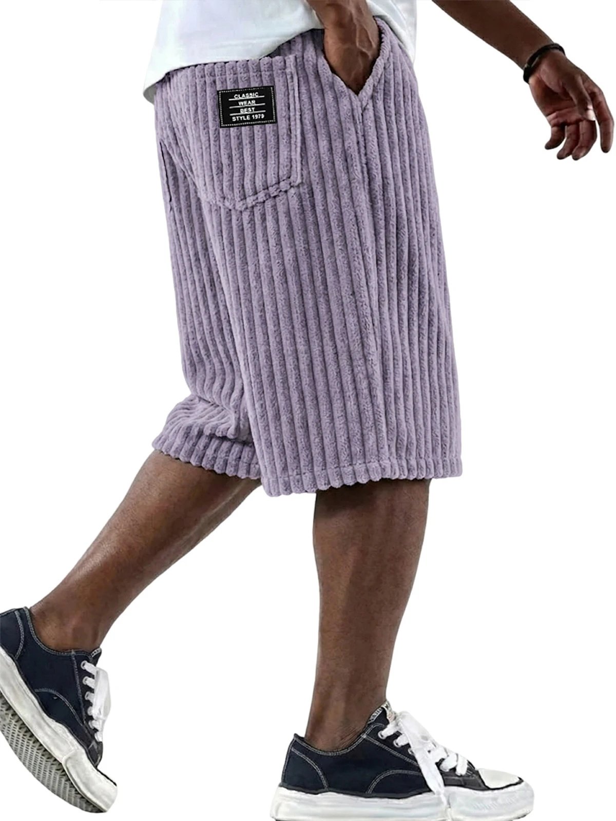 Design Corduroy Shorts Light Blue Casual Shorts - 11