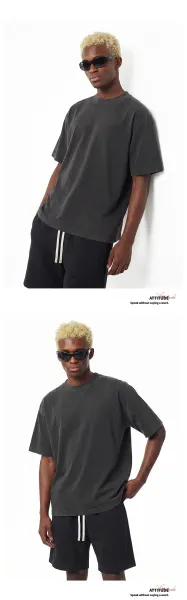 Design Silent Grey 3035 Washed Black Oversized T-Shirt T-Shirts - 12