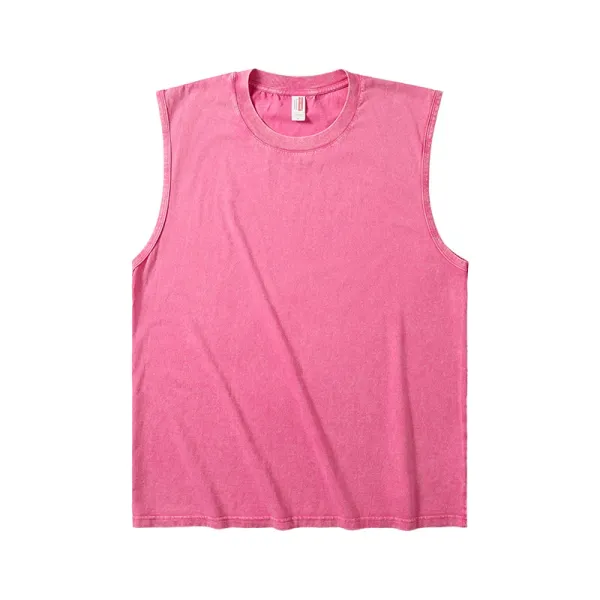 Design Basic Sleeveless Crewneck Pink Vest-Top - 1