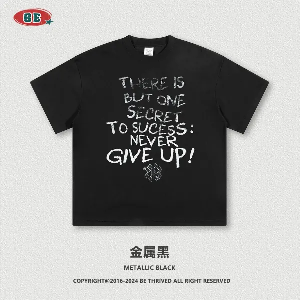 Design BE Thrived Motivational Graphic T-Shirt Metallic Black T-Shirts - 1
