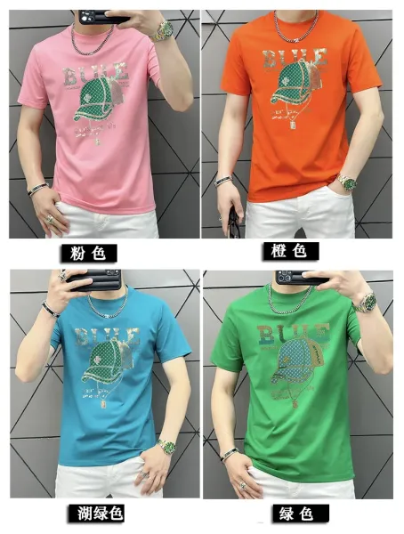 Design Bule Graphic Rhinestone Embellished Yellow T-Shirt - 13