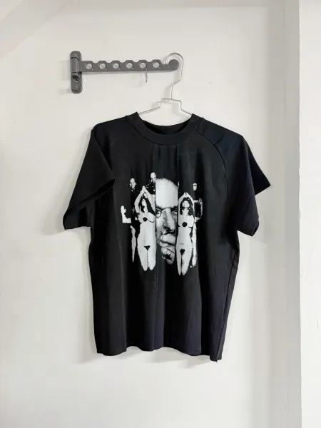 Design Graphic Print Raglan Sleeve T-Shirt Black - 1