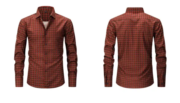 Design Classic Plaid Brown Shirt - 32
