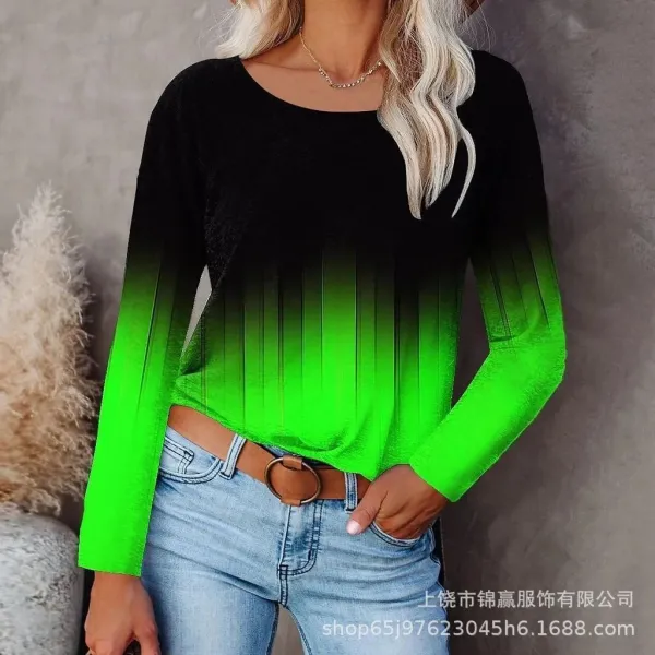 Design Striped Long Sleeve Knit Top Multicolor - 9
