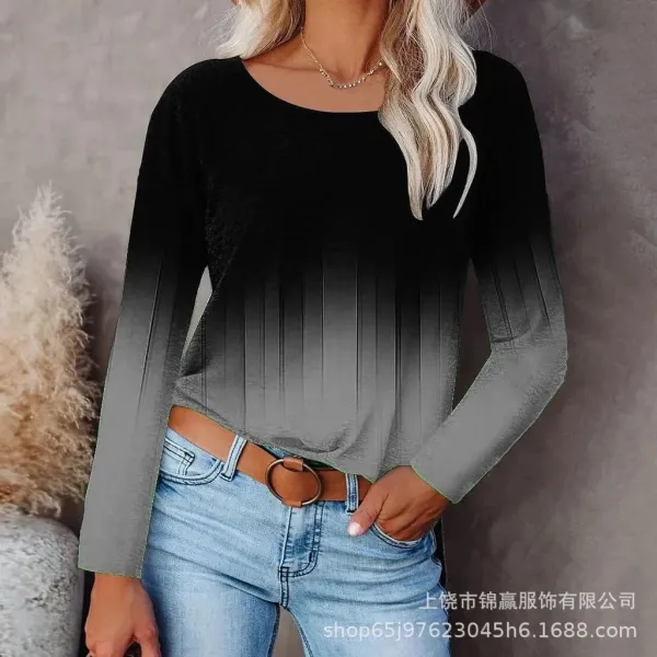 Design Striped Long Sleeve Knit Top Multicolor - 12