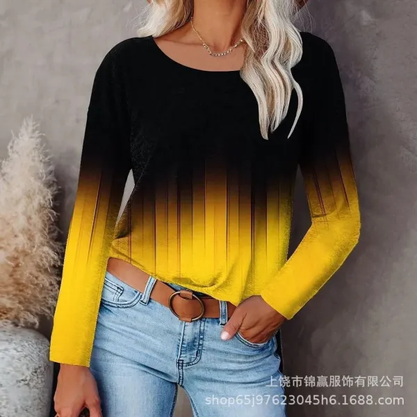 Design Striped Long Sleeve Knit Top Multicolor - 19
