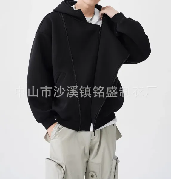 Design Asymmetrical Zip Hoodie Gray - 12
