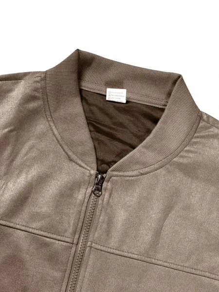 Design Suede Bomber Jacket Army Green Outerwear Jacket - 14