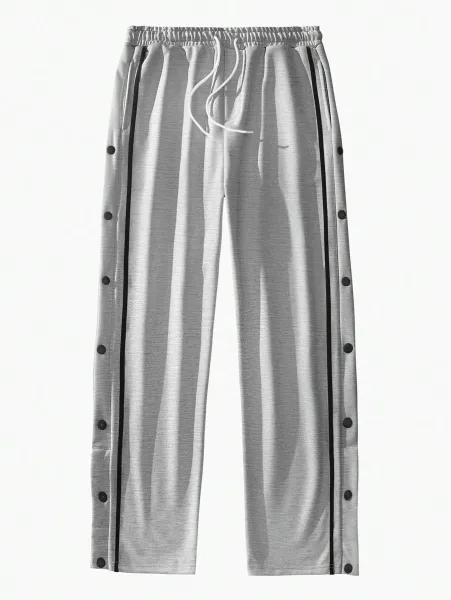 Design Button-Side Track Pants Gray Sweatpants - 40