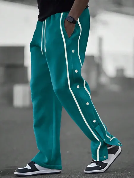 Design Button-Side Track Pants Gray Sweatpants - 45