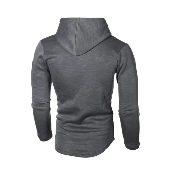 Design Longline Hoodie with Zippered Sleeve Pocket Gray - 15