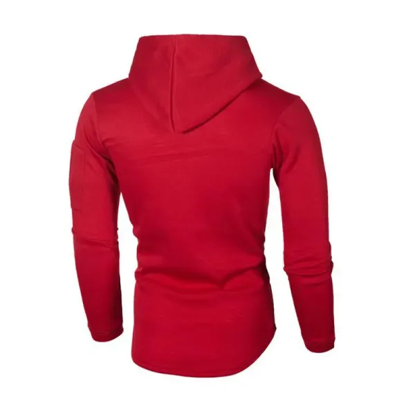 Design Longline Hoodie with Zippered Sleeve Pocket Gray - 21