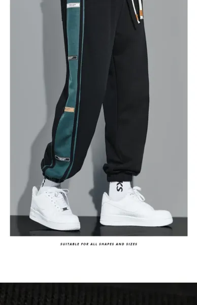 Design Track Pants with Blue Side Panel Gray Sweatpants - 6