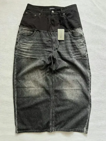 Balenciaga Jeans Black Washed Denim Skirt - 6