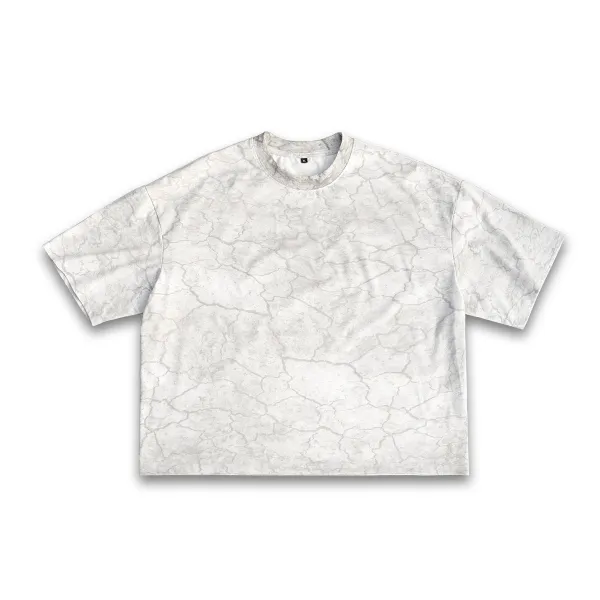 Design Cracked Concrete Print Oversized T-Shirt White - 1