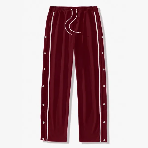 Design Track Pants Burgundy with White Stripe and Snap Buttons Sweatpants - 1