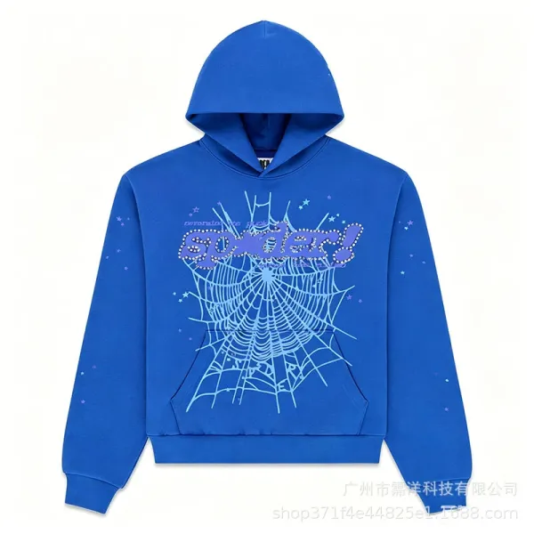 Spider! Spider Web Graphic Hoodie Blue - 1