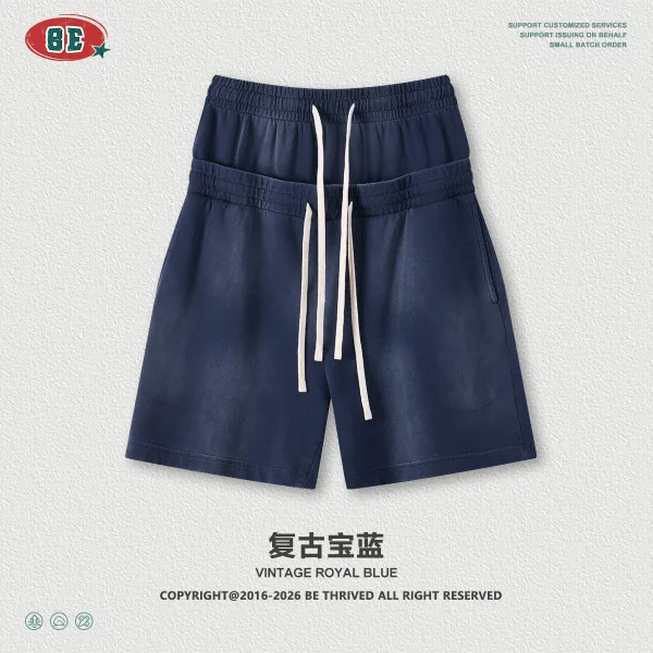 Design BE Thrived Vintage Royal Blue Drawstring Shorts - 1