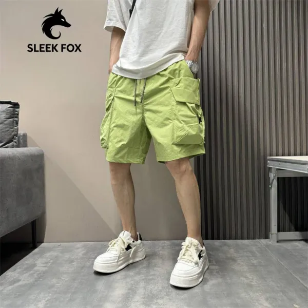 Design Sleek Fox Cargo Shorts Lime Green Shorts - 1