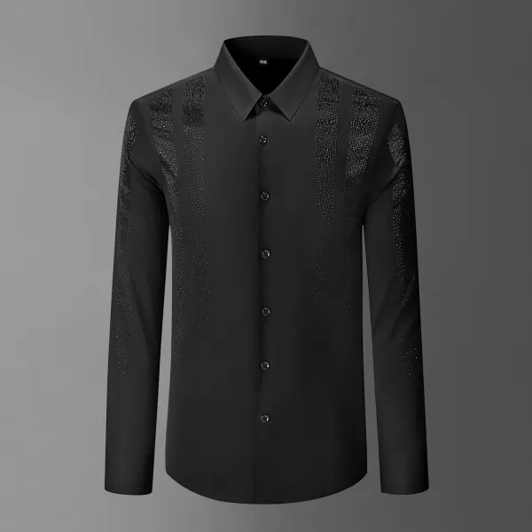 Design Crystal-Embellished Black Formal Shirt Tops Shirt - 1