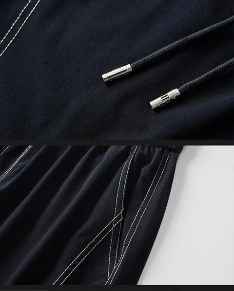 Design Wide-Leg Track Pants with Contrast Stitching Black Pants Sweatpants - 27