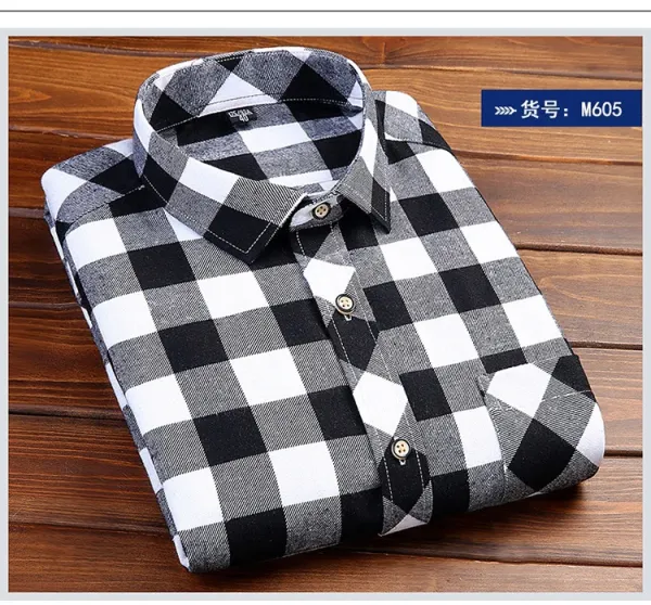 Design Black and White Checkered Flannel Shirt - 42