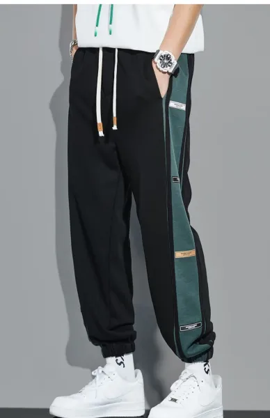 Design Track Pants with Blue Side Panel Gray Sweatpants - 10