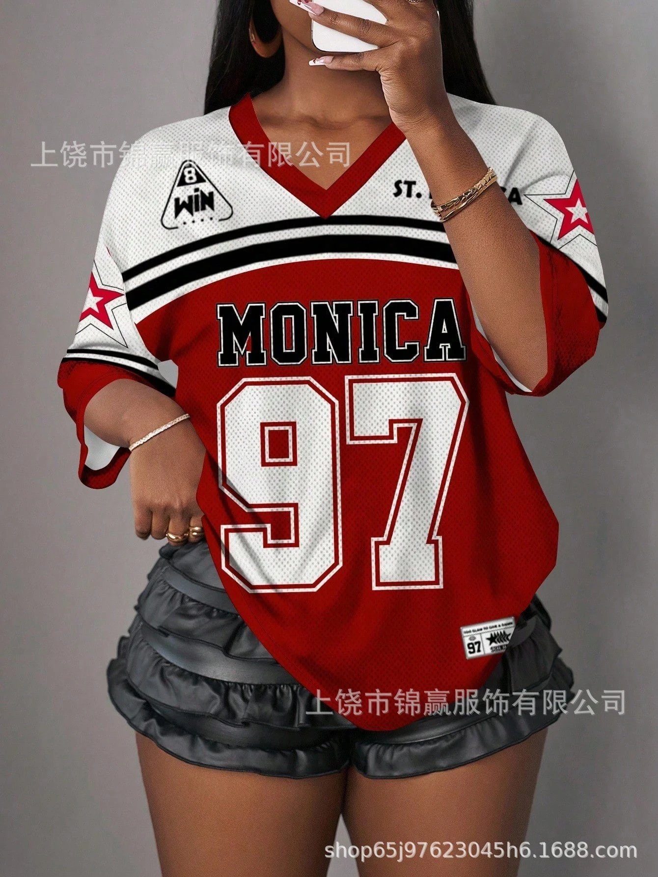 Design Make Money Not Friends Pink Black Butterfly V-Neck Jersey Tops Jersey - 5