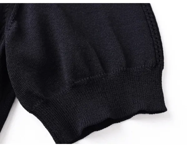 Design Floral Knit Short-Sleeve Sweater Black - 14