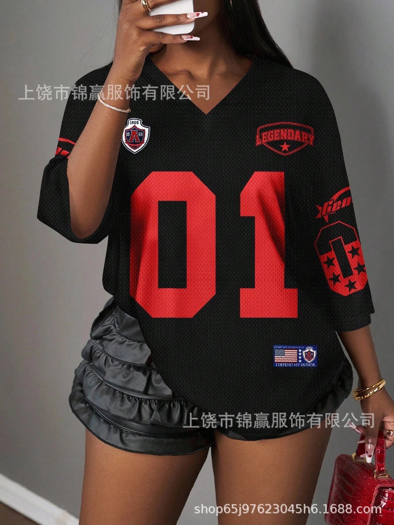 Design Make Money Not Friends Pink Black Butterfly V-Neck Jersey Tops Jersey - 11