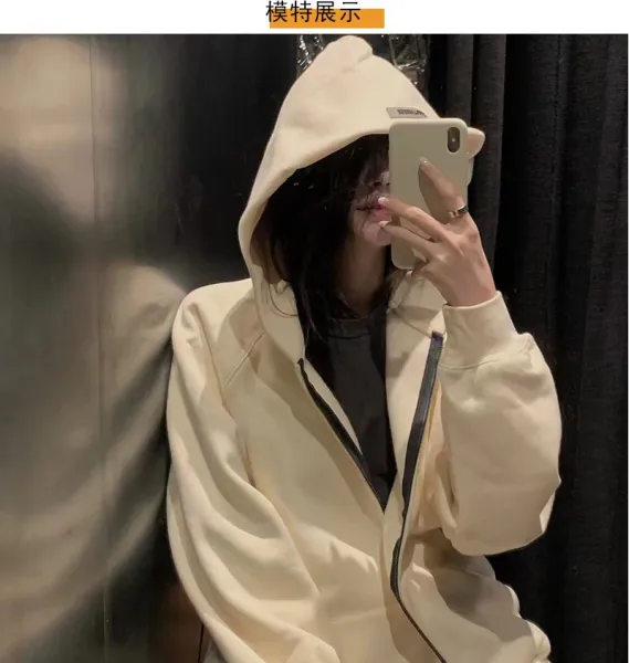 Fear of God Essentials Oversized Hoodie Beige - 9