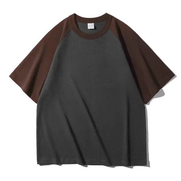 Design Raglan Sleeve T-Shirt Charcoal and Brown - 1
