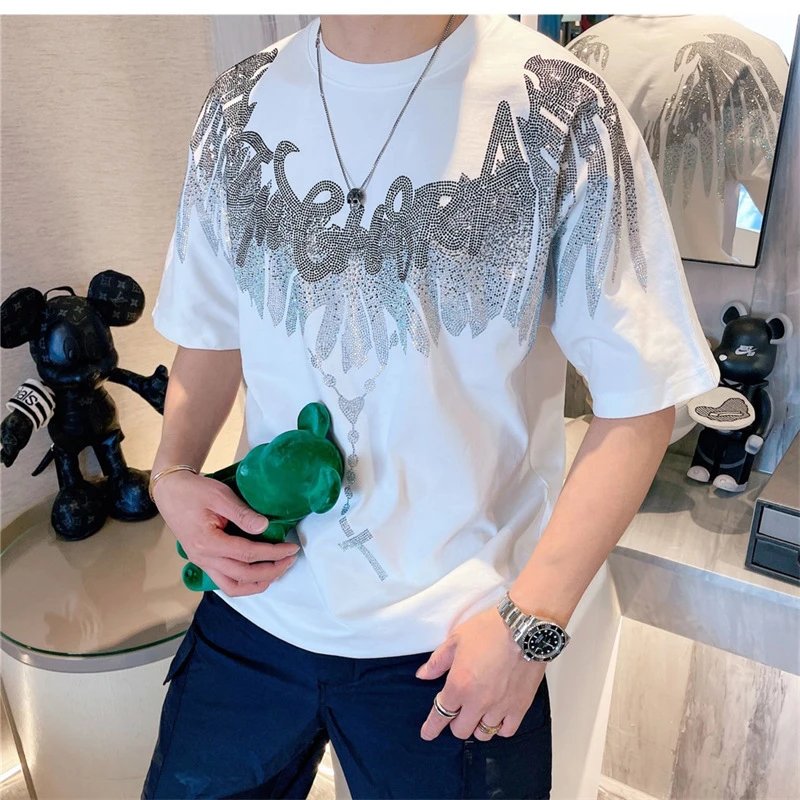 Marcelo Burlon County Of Milan Angel Wings Crystal Embellished Black T-Shirt - 12