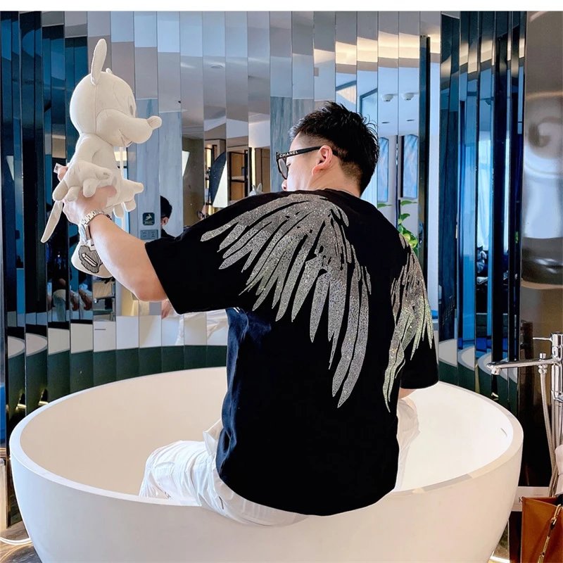 Marcelo Burlon County Of Milan Angel Wings Crystal Embellished Black T-Shirt - 7