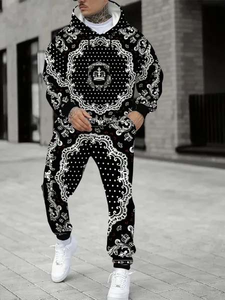 Design Camo Print Hoodie and Sweatpants Set Multicolor Tracksuit - 4