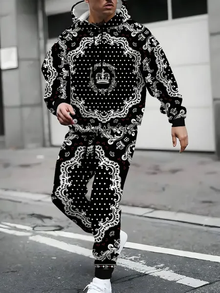 Design Camo Print Hoodie and Sweatpants Set Multicolor Tracksuit - 5