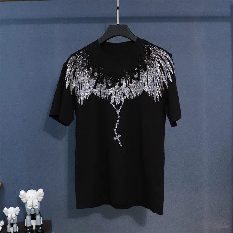 Marcelo Burlon County Of Milan Angel Wings Crystal Embellished Black T-Shirt - 18