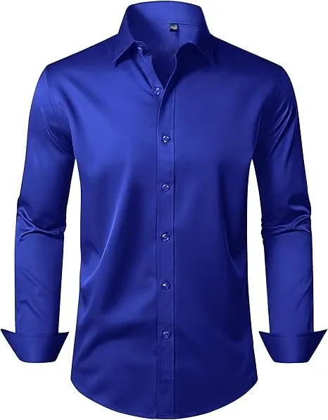 Design Classic Fit Royal Blue Dress Shirt Tops Shirt - 1