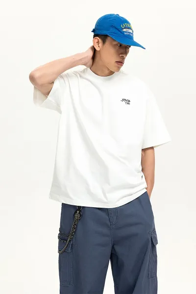 Design Embroidered Script Logo Burgundy Oversized T-Shirt - 15
