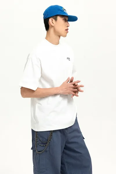 Design Embroidered Script Logo Burgundy Oversized T-Shirt - 16