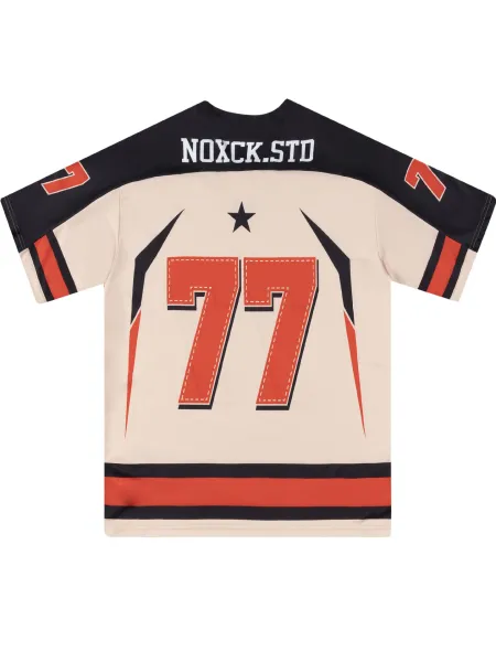 Design Kingson Custom Football Jersey 77 Cream Red Black Jersey - 9