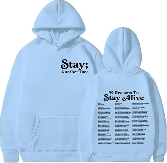 Design Stay Another Day Hoodie Light Blue - 1
