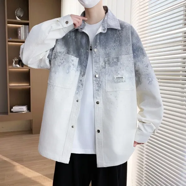 Design Oversized Acid Wash Denim Jacket White / Gray - 13