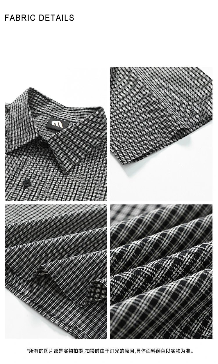 Design Short-Sleeve Gingham Shirt Olive Green Tops Shirt - 4