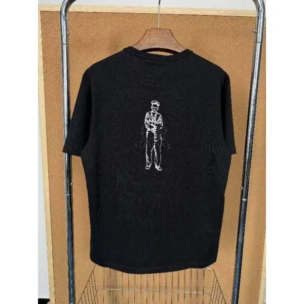 Design Graphic Print Ribbed Black T-Shirt - 1