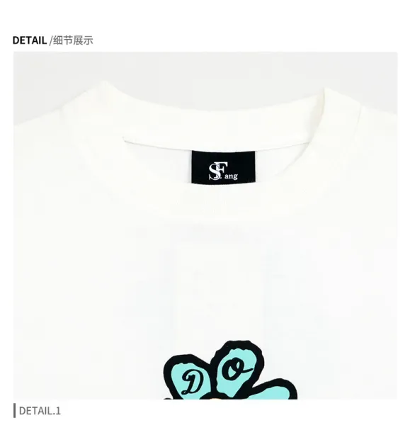 Jiexiyou Original Design Flower Print White T-Shirt - 6